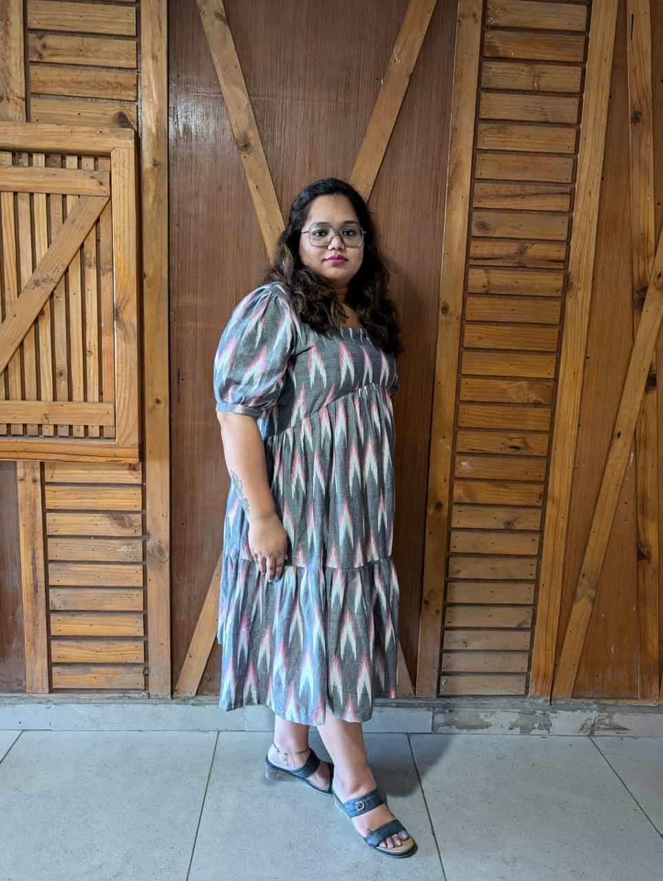 Grey Ikat Tiered Dress photo review