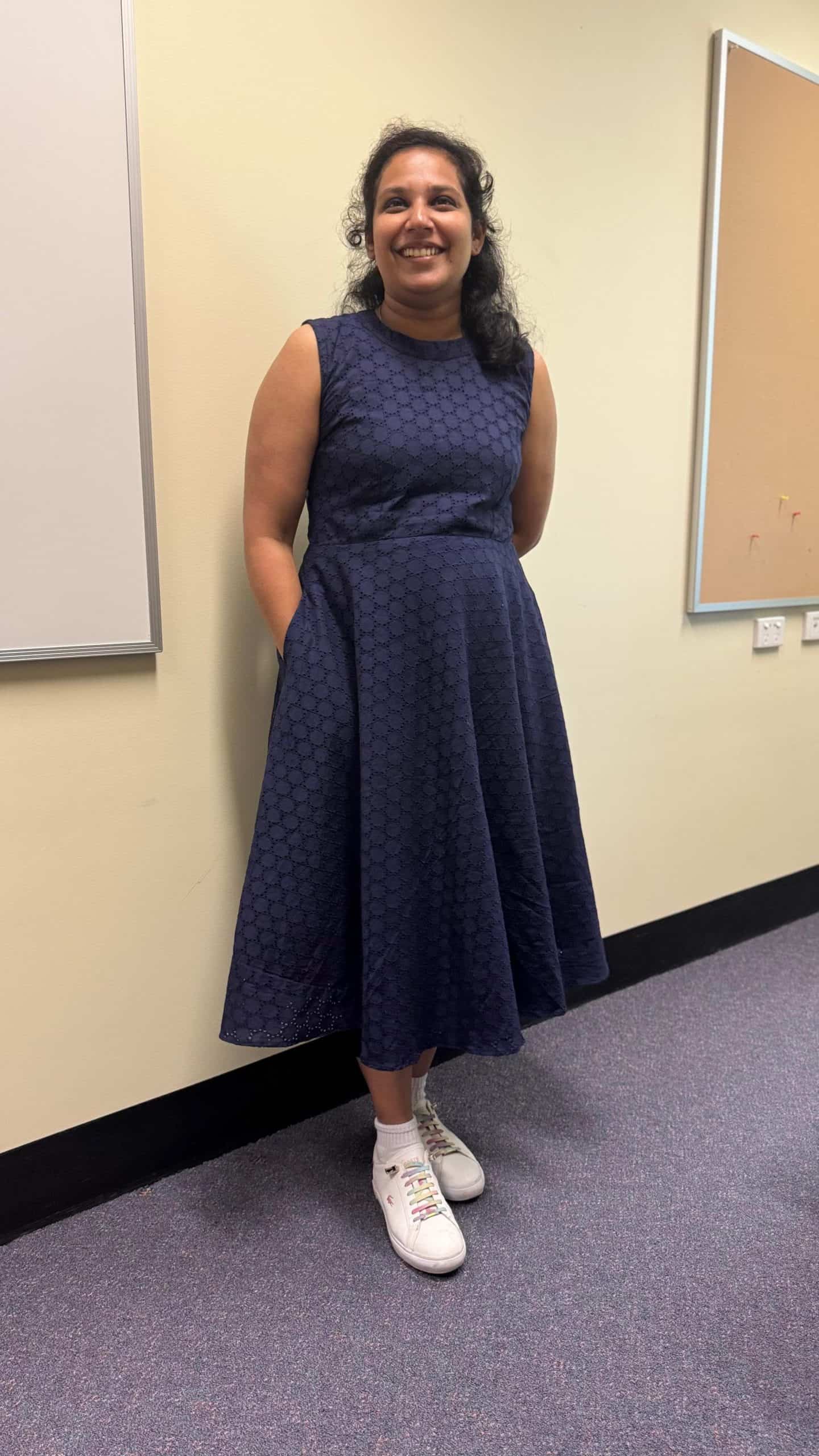 Click to view full screen Ink Blue Cutwork Long Dress photo review