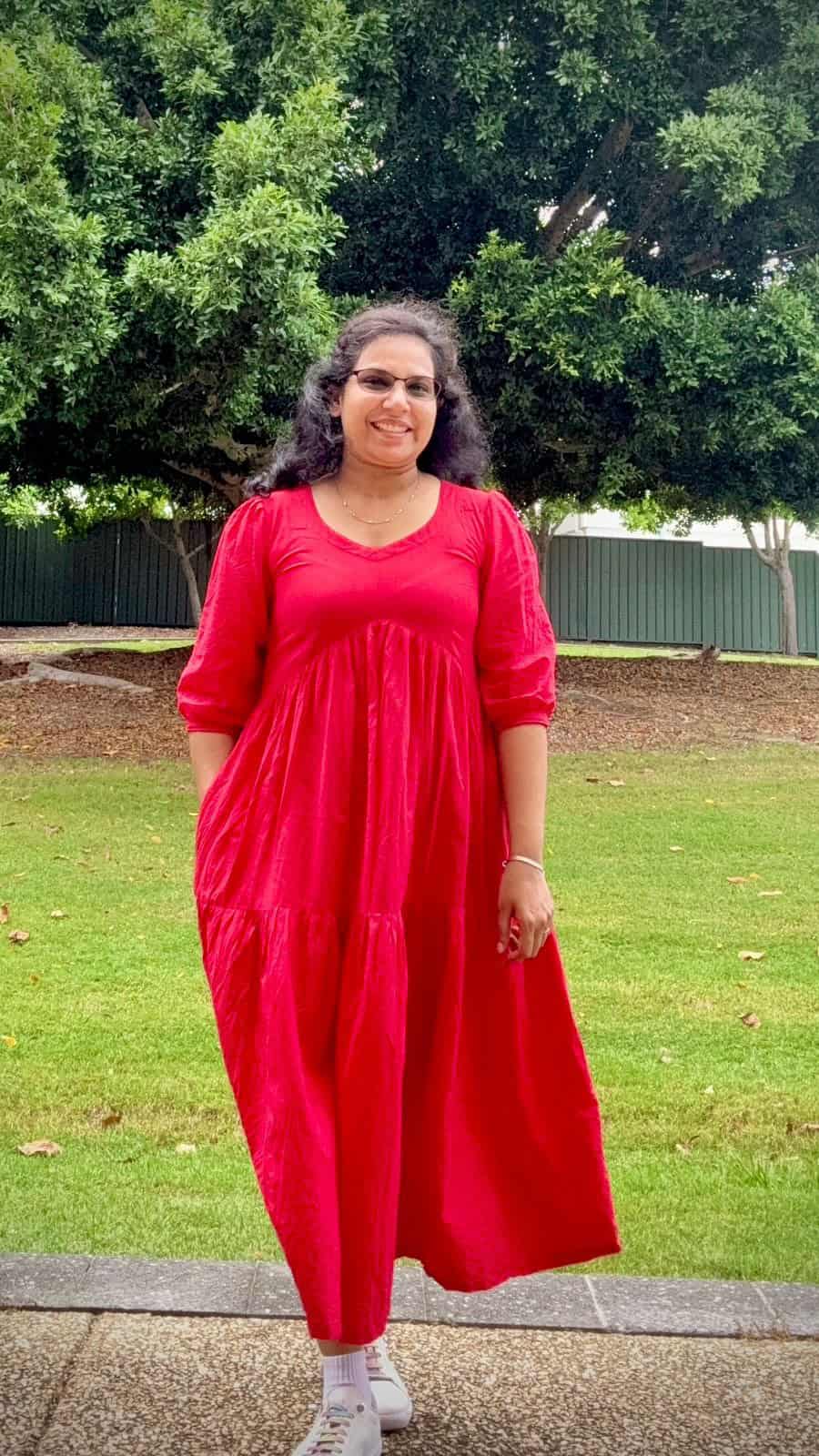 Click to view full screen Cherry Red Tiered Dress photo review